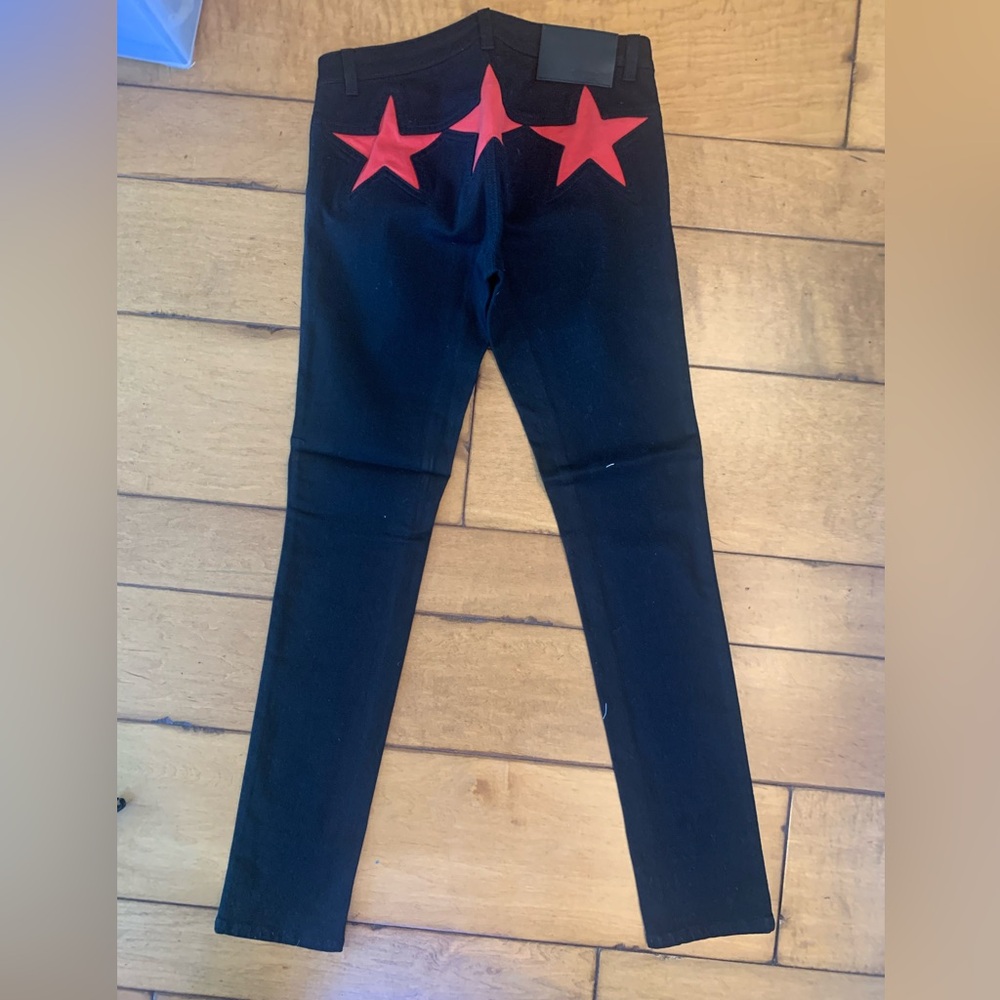 NWT Givency Twill Black Pants W/Red Stars on the butt.